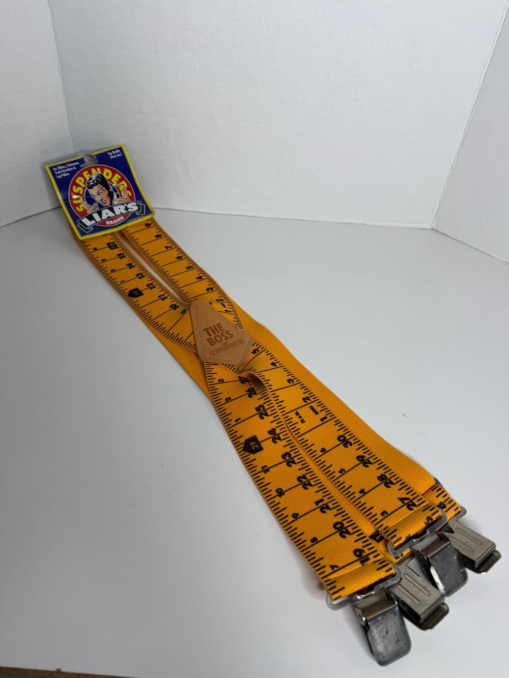 Vintage 90s 1993 Ruler Measuring Suspenders Tape Liars Worldwide Sourcing